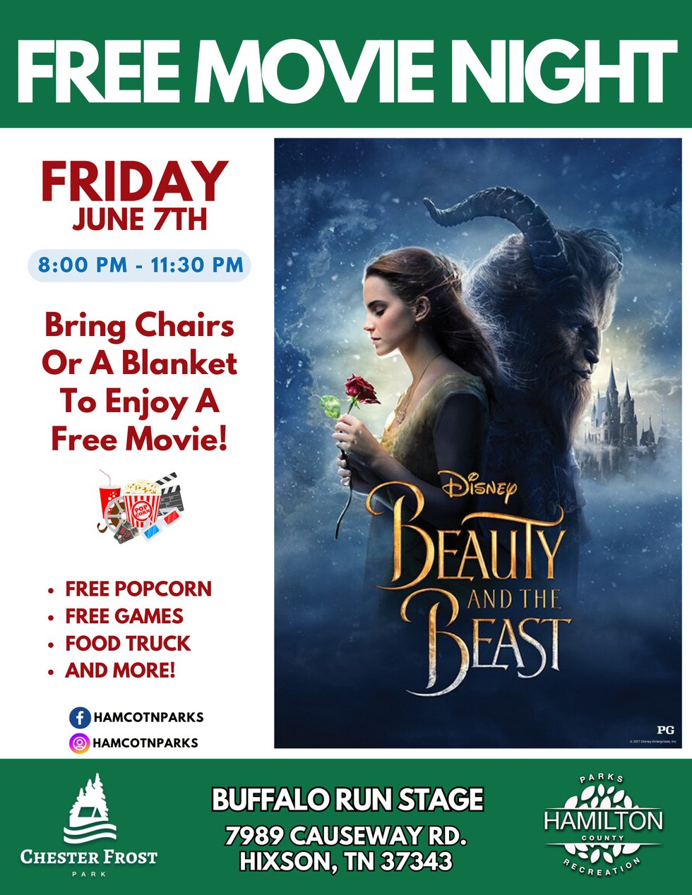 Beauty and The Beast 6.7.24 Movie night  Flyer) - HOP 4.19.24 Flyer