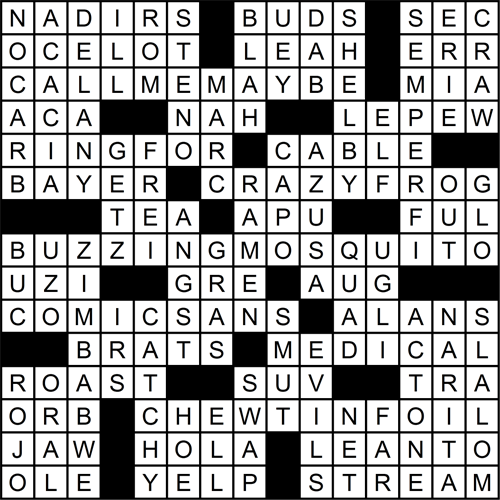 Crossword Solution for July 23 2015 The Pulse Chattanooga #39 s Weekly